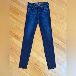 American Eagle AE Jeggings Long Length size 0 Long. Super Stretchy Dark Wash